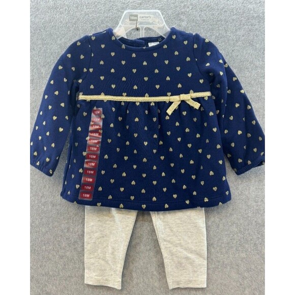 Carter's Other - Carter's Cute Baby Girl 2-Piece Heart Fleece Top & Legging Set Size 18 Month